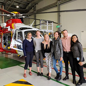 UOW Lismore Hub  students visiting Westpac Rescue Helicopter Service on their first Regional Academic Day