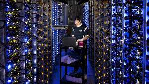 Inside a data centre. This one is Google where there are hundreds or thousands of identical racks.